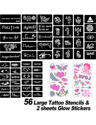 Kit de Marcadores de Tatuajes Temporales PFARRER - 15 Bolígrafos + 64 Plantillas