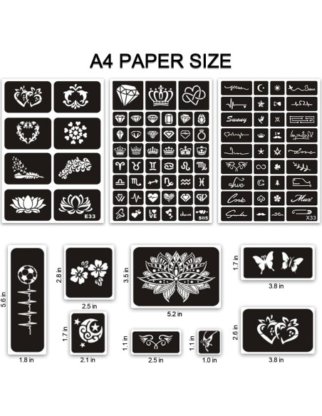 Kit de Plantillas de Tatuajes Temporales Henna 410+ PCS ZiYin Kit de Plantillas de Tatuajes Temporales Henna 410+ PCS ZiYin