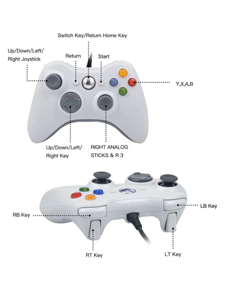 Gamepad USB con Cable USonline911 para Xbox 360 y PC Gamepad USB con Cable USonline911 para Xbox 360 y PC