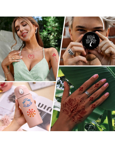Kit de Plantillas de Tatuajes Temporales Henna 410+ PCS ZiYin