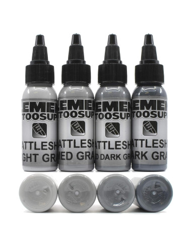 Juego de Tintas para Tatuajes Element 30ml Gris Acorazado 4 Tonos