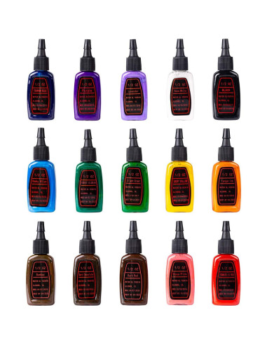 Juego de Tinta para Tatuajes One Tattoo World - 15 Colores 15 ml