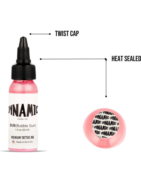 Tinta para Tatuajes Dynamic Color Co Bubble Gum 30ml Vegana Tinta para Tatuajes Dynamic Color Co Bubble Gum 30ml Vegana