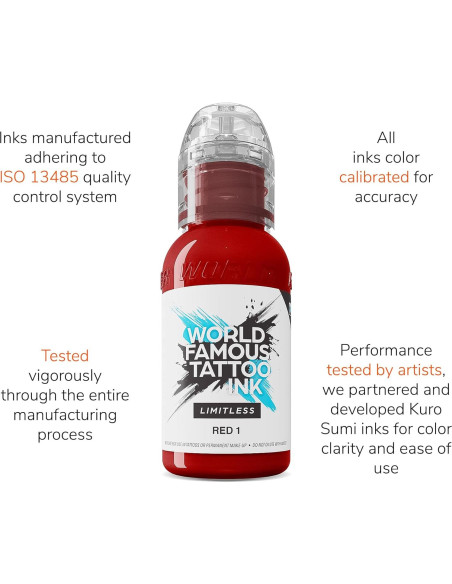 Tinta de Tatuaje Profesional World Famous - Rojo 1 - 29.57 ml Tinta de Tatuaje Profesional World Famous - Rojo 1 - 29.57 ml