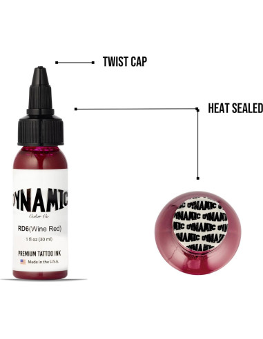 Tinta para Tatuajes Dynamic Color Co Rojo Vino 30ml Vegana