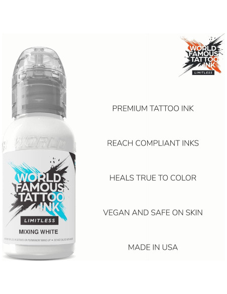 Tinta de Tatuaje Blanca Limitless World Famous 29.57 ml Tinta de Tatuaje Blanca Limitless World Famous 29.57 ml