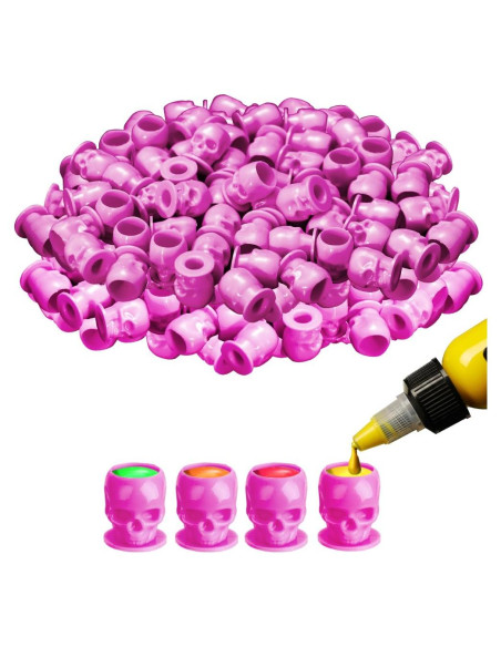 Tazas de Tinta Desechables YTATTOO Calavera Rosa 50pcs Tazas de Tinta Desechables YTATTOO Calavera Rosa 50pcs