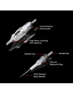 Agujas de Cartucho para Tatuaje Emalla 60Pcs Tamaños Mixtos 2