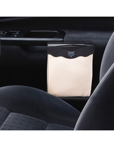 Bolsa de Basura para Auto BELOMI Beige, Cuero PU Impermeable Bolsa de Basura para Auto BELOMI Beige, Cuero PU Impermeable