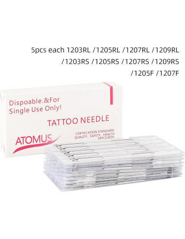 50 Agujas de Tatuaje Mixtas JimKing - Acero Inoxidable