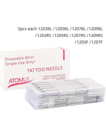 50 Agujas de Tatuaje Mixtas JimKing - Acero Inoxidable 50 Agujas de Tatuaje Mixtas JimKing - Acero Inoxidable
