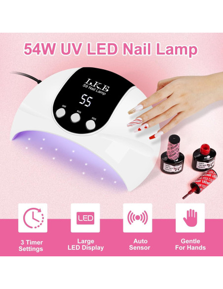 Lámpara UV LED para Uñas LKE S9 54W con 18 Perlas y Temporizador Lámpara UV LED para Uñas LKE S9 54W con 18 Perlas y Temporizador