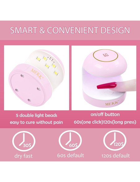 Lámpara UV LED para Uñas MEKK 18W Mini Portátil Rosa Lámpara UV LED para Uñas MEKK 18W Mini Portátil Rosa