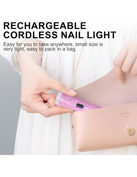 Lámpara UV de Mano ANYINS Rosa Inalámbrica 80g con Pantalla LED Lámpara UV de Mano ANYINS Rosa Inalámbrica 80g con Pantalla LED