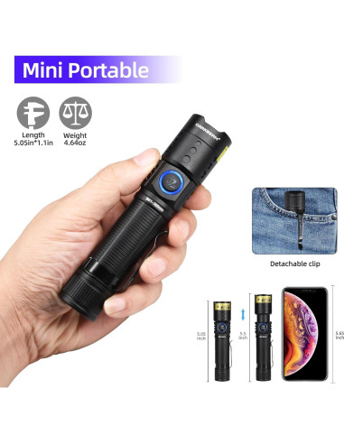 Linterna UV 365nm DARKBEAM Recargable USB-C Resistente Agua