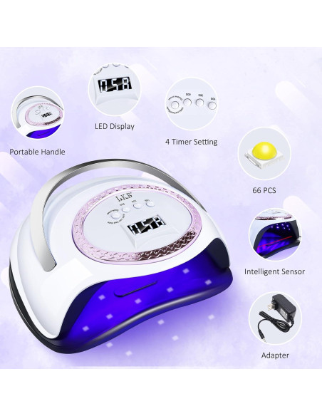 Lámpara UV LED 288W LKE para Uñas de Gel con 66 Perlas Lámpara UV LED 288W LKE para Uñas de Gel con 66 Perlas