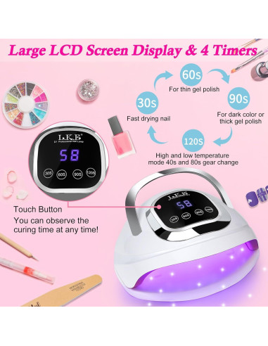 Lámpara UV para Uñas Wisdompark 268W con 60 Perlas LED
