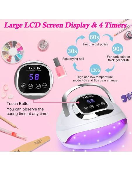 Lámpara UV para Uñas Wisdompark 268W con 60 Perlas LED Lámpara UV para Uñas Wisdompark 268W con 60 Perlas LED