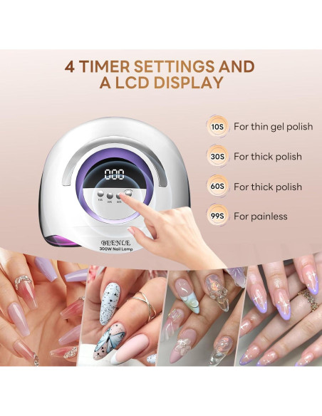 Lámpara de Uñas LED BEENLE 300W con Sensor Automático Lámpara de Uñas LED BEENLE 300W con Sensor Automático