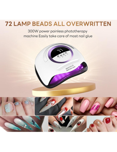 Lámpara de Uñas LED BEENLE 300W con Sensor Automático