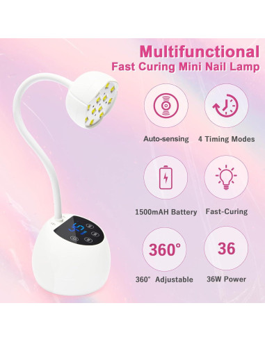 Lámpara UV LED CGBE Mini Inalámbrica 36W para Uñas de Gel