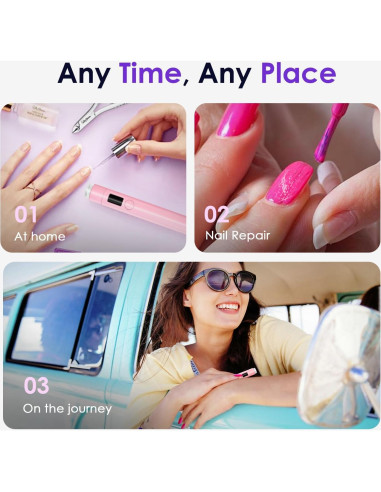 Mini Lámpara UV LED para Uñas MUCOOS Rosa, Curado Rápido