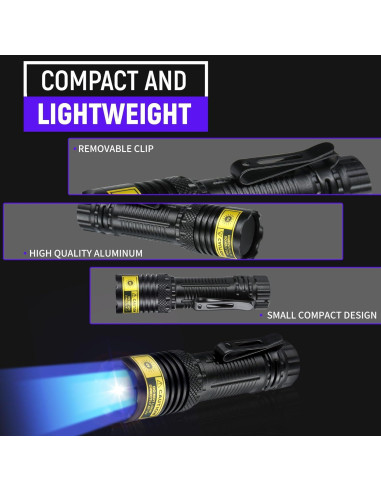 Linterna UV recargable VMTENMV 365nm mini luz negra LED