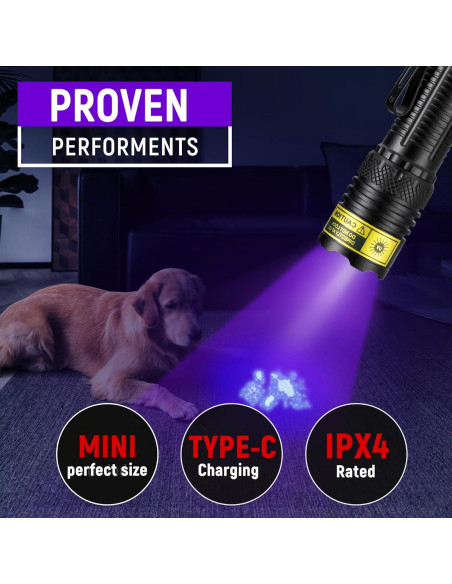 Linterna UV Recargable VMTENMV Mini 395nm LED 10W Linterna UV Recargable VMTENMV Mini 395nm LED 10W