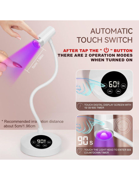 Lámpara de Uñas UV LED AORAEM Recargable 12W Cuello de Ganso Lámpara de Uñas UV LED AORAEM Recargable 12W Cuello de Ganso