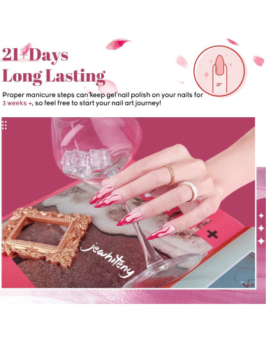 Kit de Esmalte en Gel JEWHITENY 45PCS con Lámpara UV 48W