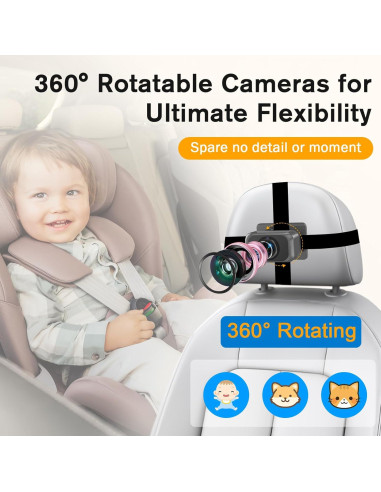 Cámara de Auto para Bebés Thybro A29 Doble 1080P 7"