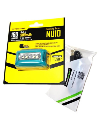 Linterna Frontal Nitecore NU10 160 Lúmenes USB Recargable Verde