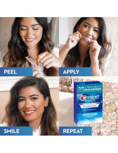 Crest 3D Whitestrips Vivid Plus Tiras Blanqueadoras 10+2
