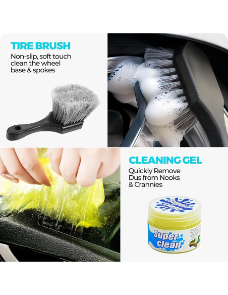 Kit de Detallado de Autos ALFLOD 30 Piezas con Gel y Cepillos Kit de Detallado de Autos ALFLOD 30 Piezas con Gel y Cepillos