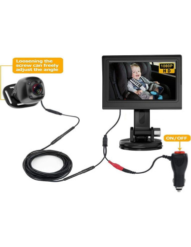 Cámara de Monitor para Bebés en Auto BM200 - Pantalla 4.3" HD