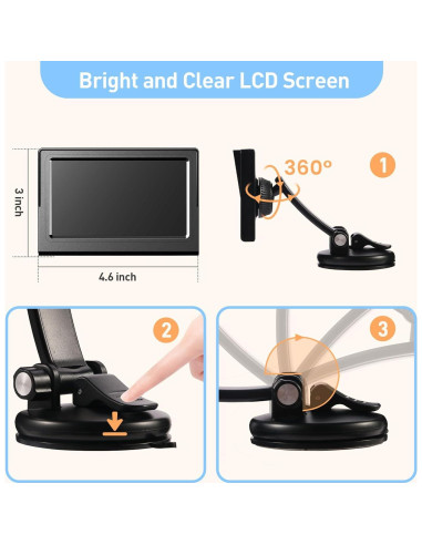 Cámara de Monitor para Bebés en Auto BM200 - Pantalla 4.3" HD