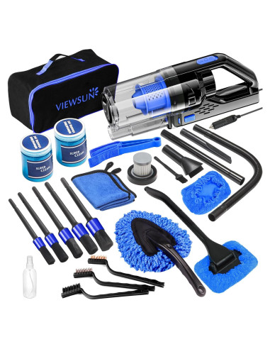 Kit de Limpieza de Autos Viewsun 19 PCS con Aspiradora y Accesorios