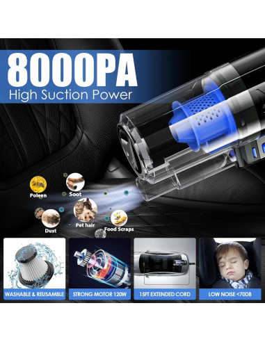 Kit de Limpieza de Autos Viewsun 19 PCS con Aspiradora y Accesorios