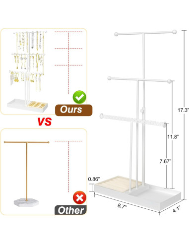 Soporte de Joyería Jenseits Beige Ajustable 3 Niveles