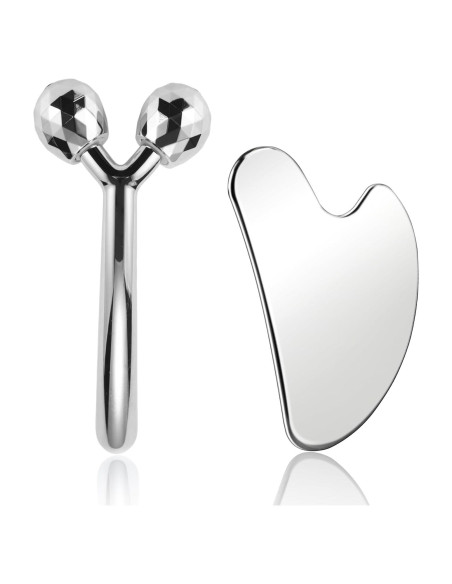Masajeador Facial InfiniteRelax Gua Sha 2 Piezas Metal Masajeador Facial InfiniteRelax Gua Sha 2 Piezas Metal