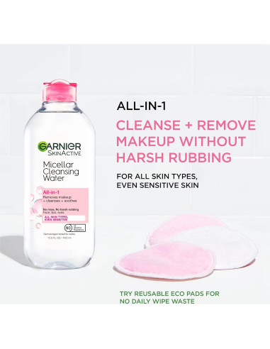 Agua Micelar Garnier 400ml Limpiador Facial Vegano