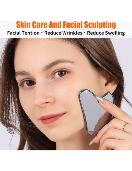 Masajeador Facial InfiniteRelax Gua Sha 2 Piezas Metal Masajeador Facial InfiniteRelax Gua Sha 2 Piezas Metal