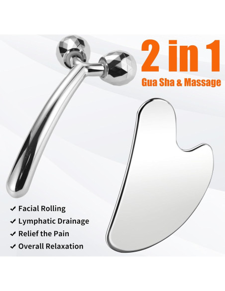 Masajeador Facial InfiniteRelax Gua Sha 2 Piezas Metal Masajeador Facial InfiniteRelax Gua Sha 2 Piezas Metal