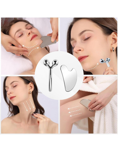 Masajeador Facial InfiniteRelax Gua Sha 2 Piezas Metal