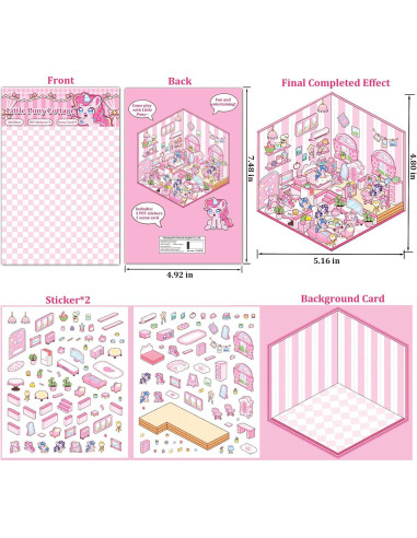 Kit de Stickers 3D Xuoent para Crear Escenas Miniatura - 6 Sets