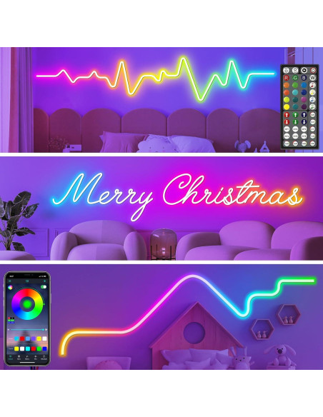 Tira de Luz LED Neón 30m LETIANPAI RGB Control Remoto IP65 Tira de Luz LED Neón 30m LETIANPAI RGB Control Remoto IP65