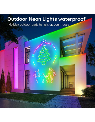 Luces de Cuerda LED Neón 45.72m NUERPO RGB Control Remoto