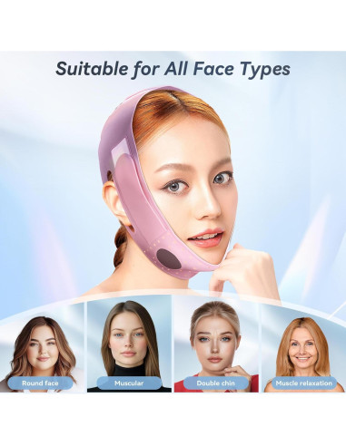 Máscara Facial V-Line ONLUKY Reductora de Papada Rosa