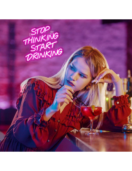 Letrero de Neón Rosa DREAMFORT 'Deja de pensar, empieza a beber' Letrero de Neón Rosa DREAMFORT 'Deja de pensar, empieza a beber'