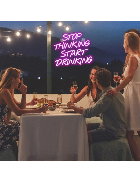 Letrero de Neón Rosa DREAMFORT 'Deja de pensar, empieza a beber' Letrero de Neón Rosa DREAMFORT 'Deja de pensar, empieza a beber'